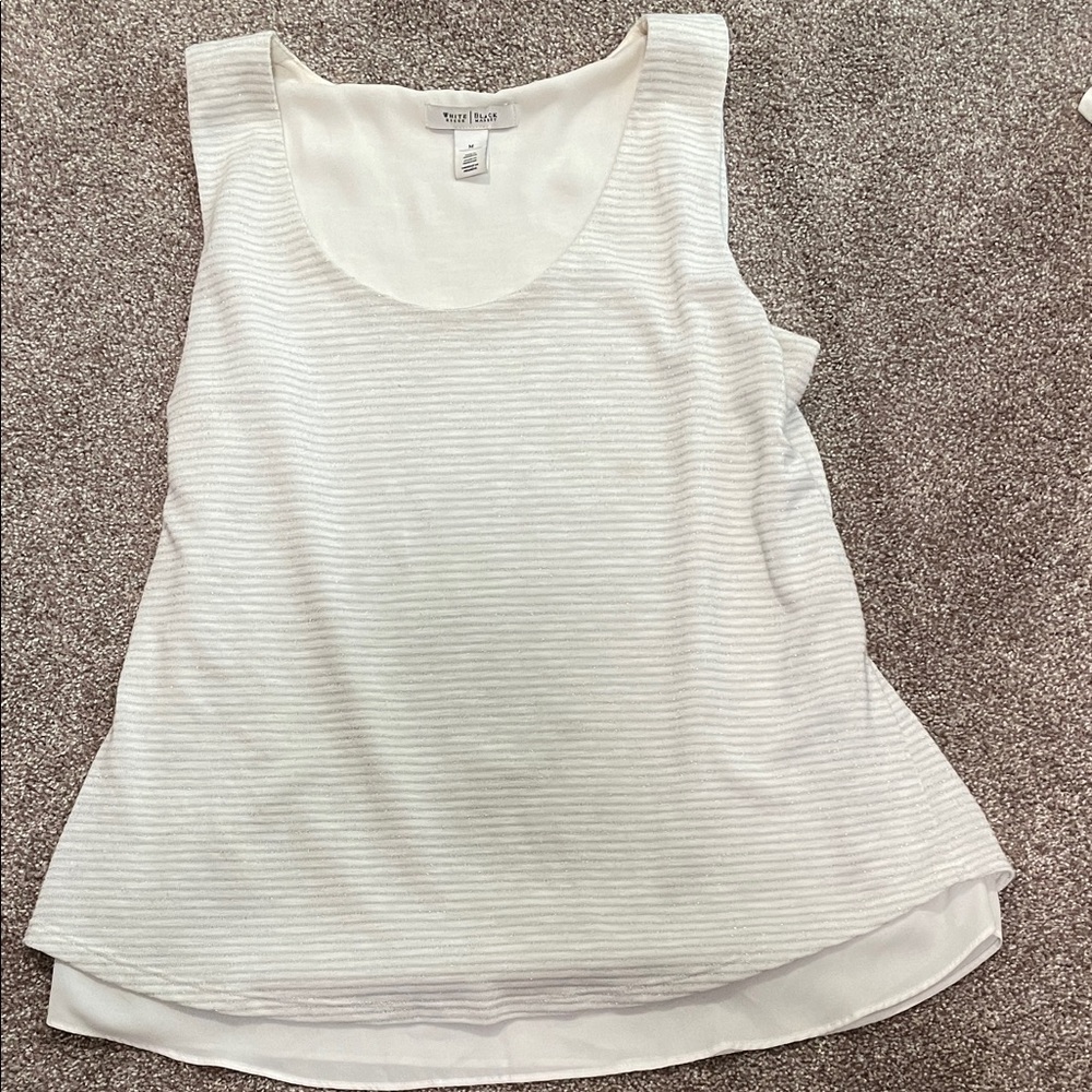 White House Black Market Ivory Striped Tank Top